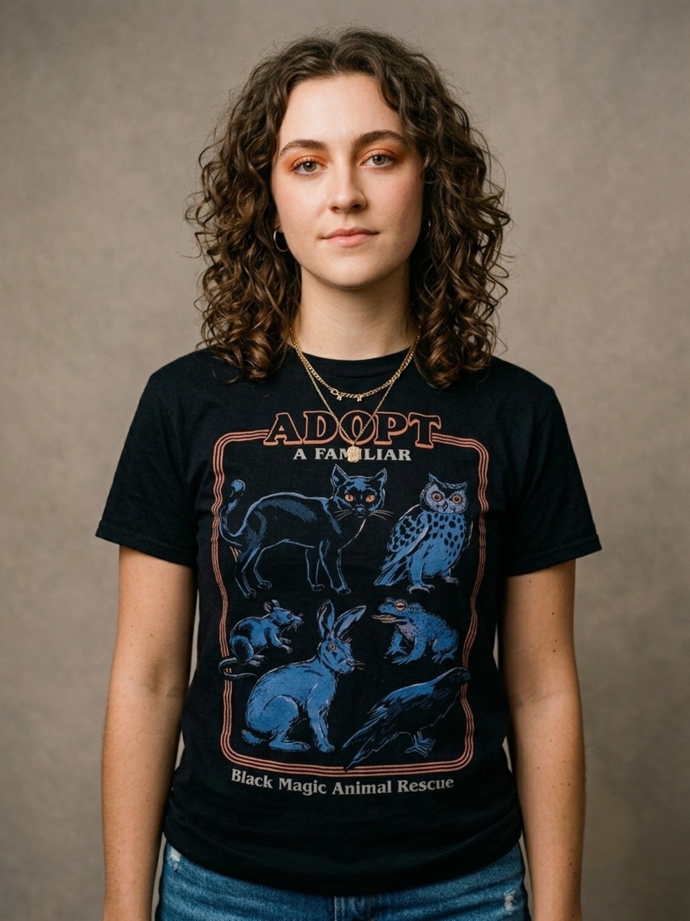 Steven Rhodes "Adopt A Familiar" Graphic Tee - Size Medium